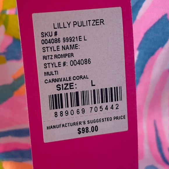 Lilly Pulitzer Ritz Strapless Romper in Carnivale Coral- L EUC - Picture 8 of 8
